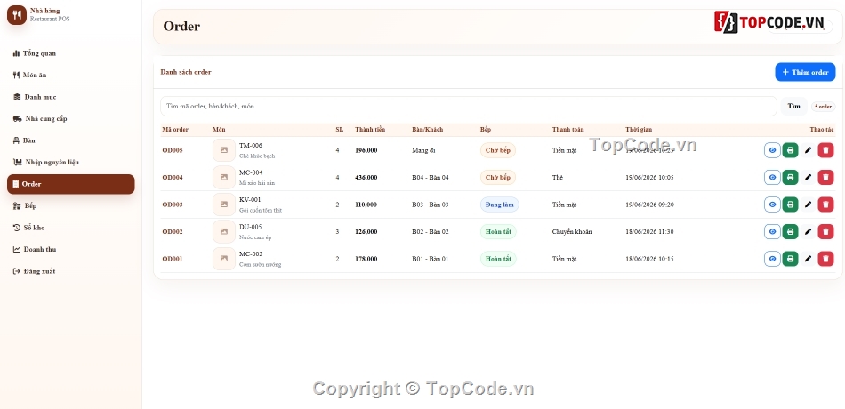 Website quản lý,nhà hàng,hàng nhà,quản lý